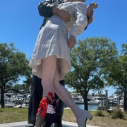 Cindy and Ken posing in front of Unconditional Surrender statue in Sarasota_FL.jpg
